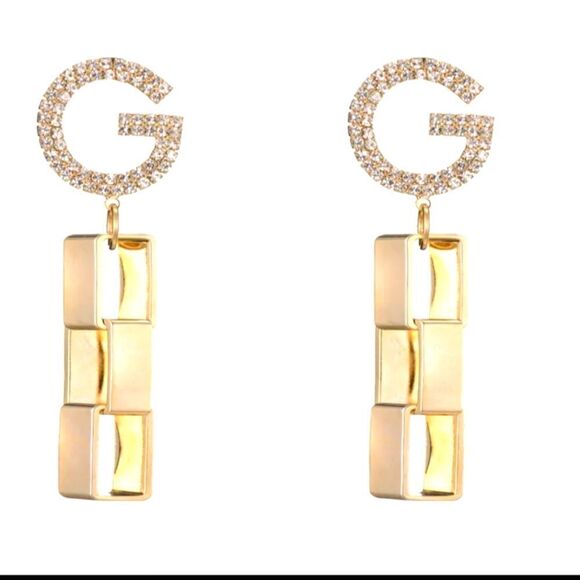 Designer-inspired G dangle cold tone earrings. Influencer 's pick. New. - Picture 1 of 6